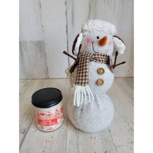 Tabletop snowman bath body works winter candy apple candle Xmas set‎ decor